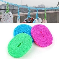 Nylon Clothesline Rope Windproof Anti-Slip Clothes Washing Line Drying Nylon Rope with Hooks 5 Meter Nylon Clothesline Rope (Muli Color)